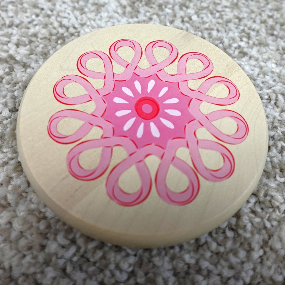 Longaberger 2013 Horizon of Hope Basket Lid Woodcrafts Pink Ribbon Floral Round